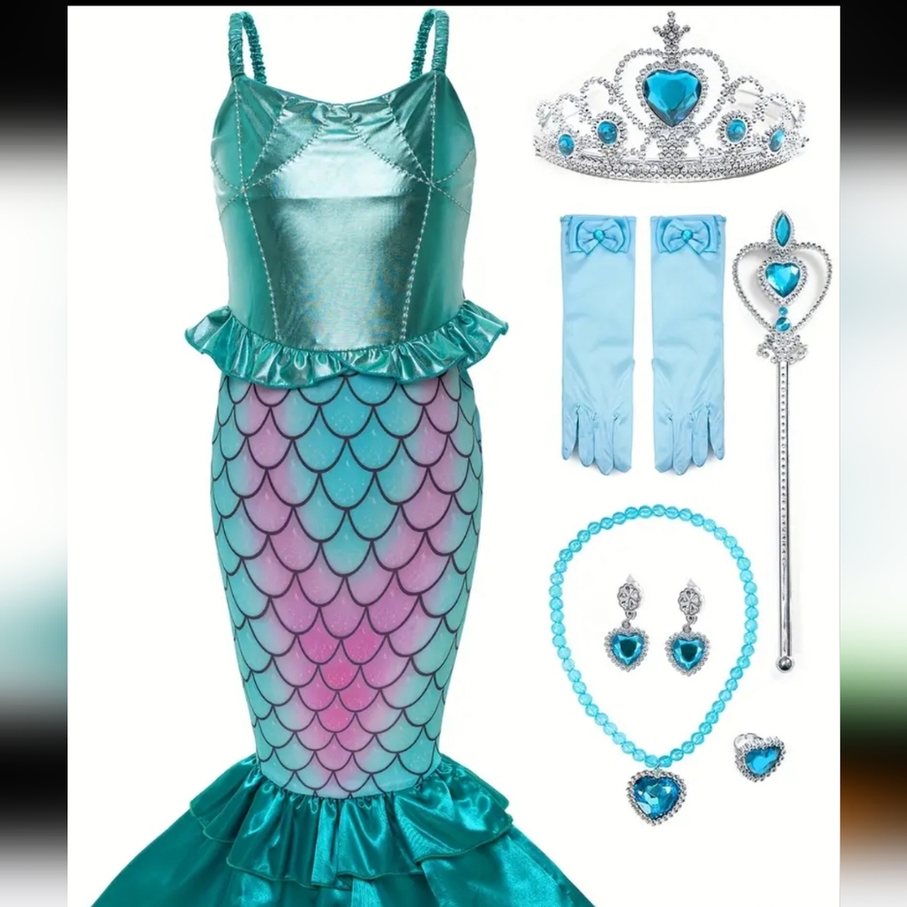 New Mermaid Princess Costume Set  sz 7-8yrs